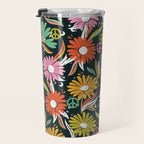 Drippy Daisy Dreamscape - Rainbow & Indigo on Teal Travel Mug Gallery Image 3