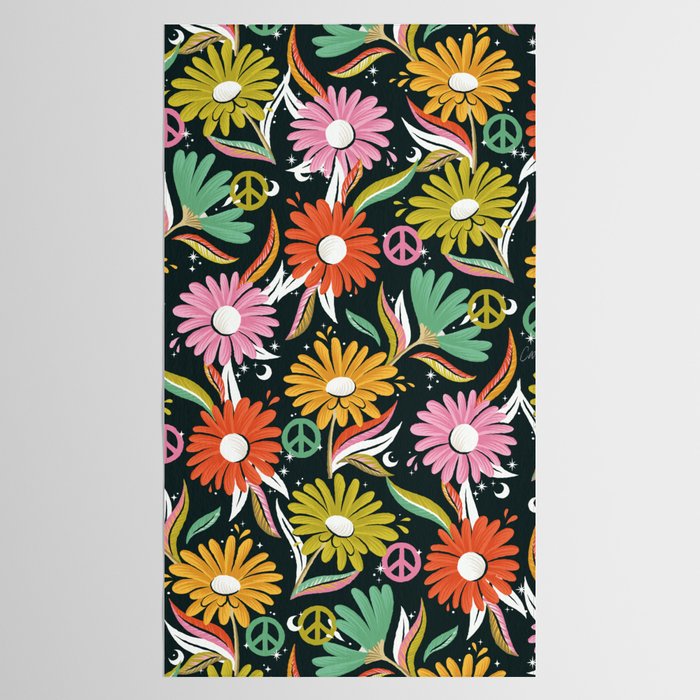 Drippy Daisy Dreamscape - Rainbow & Indigo on Teal Tablecloth Gallery Image 2