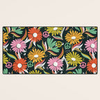 Drippy Daisy Dreamscape - Rainbow & Indigo on Teal Desk Mat Gallery Image 3