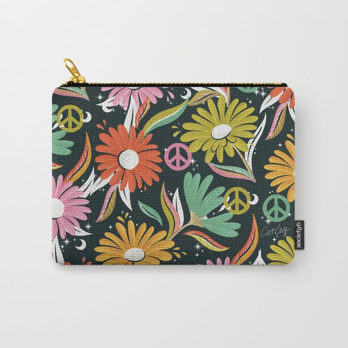 Drippy Daisy Dreamscape - Rainbow & Indigo on Teal Carry All Pouch Gallery Image 1