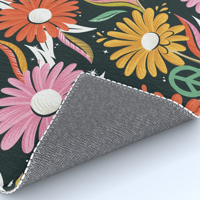 Drippy Daisy Dreamscape - Rainbow & Indigo on Teal Rug Gallery Image 4