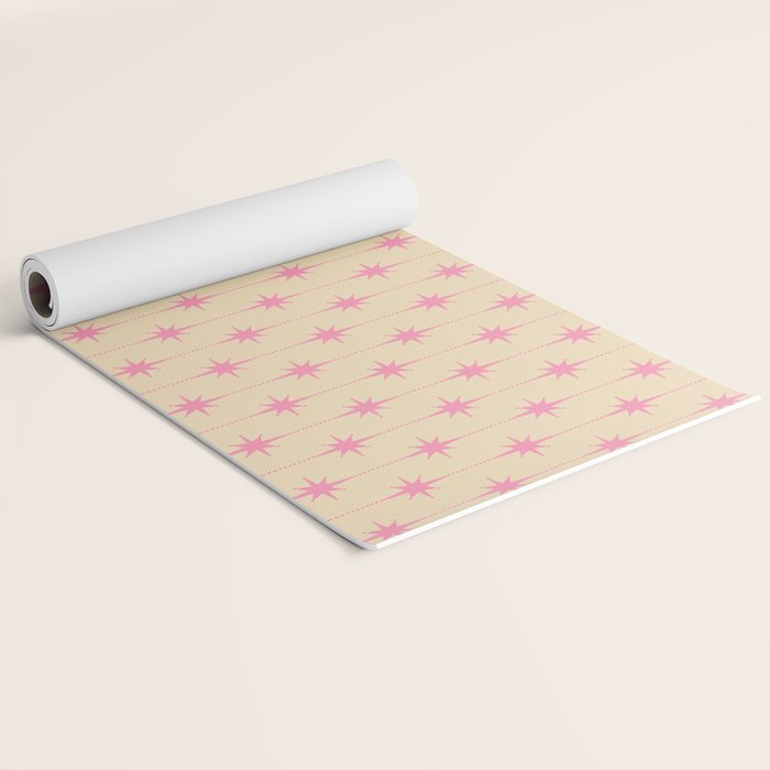 Midcentury Stars and Dots Classic Pink Cream Pattern Yoga Mat Gallery Image 2