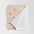 Midcentury Stars and Dots Classic Pink Cream Pattern Throw Blanket Gallery Image 3