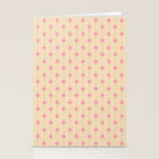 Midcentury Stars and Dots Classic Pink Cream Pattern Stationery Card Gallery Image 2