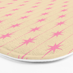 Midcentury Stars and Dots Classic Pink Cream Pattern Bath Mat Gallery Image 3