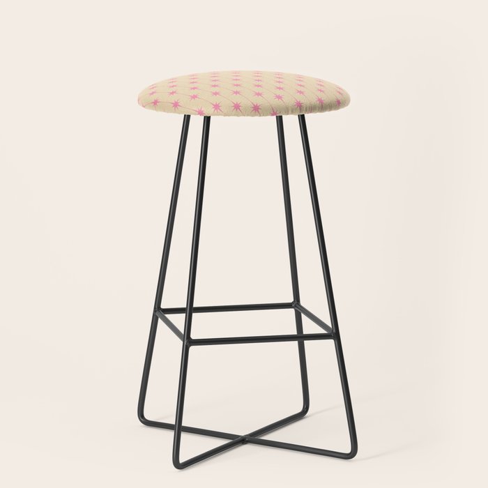 Midcentury Stars and Dots Classic Pink Cream Pattern Stool Gallery Image 1