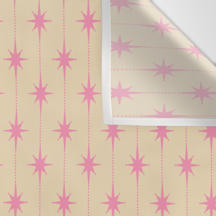 Midcentury Stars and Dots Classic Pink Cream Pattern Wall Tapestry Gallery Image 3