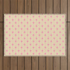 Midcentury Stars and Dots Classic Pink Cream Pattern Outdoor Rug Gallery Image 1