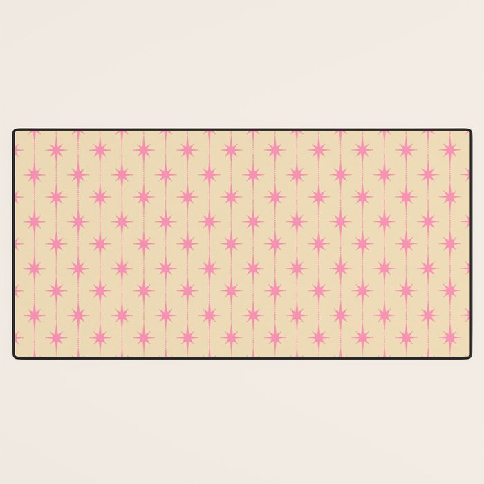 Midcentury Stars and Dots Classic Pink Cream Pattern Desk Mat Gallery Image 3