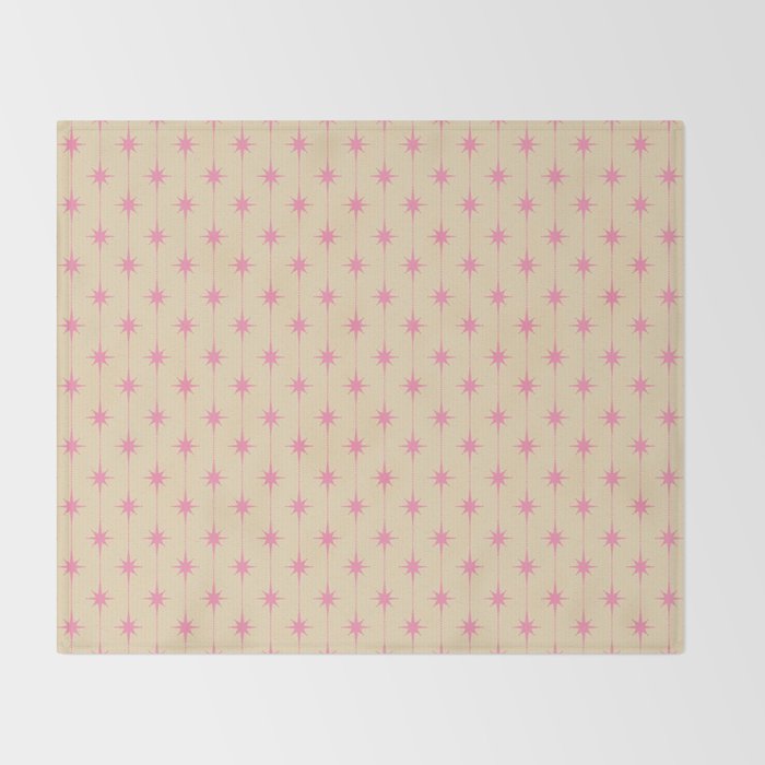 Midcentury Stars and Dots Classic Pink Cream Pattern Throw Blanket Gallery Image 2