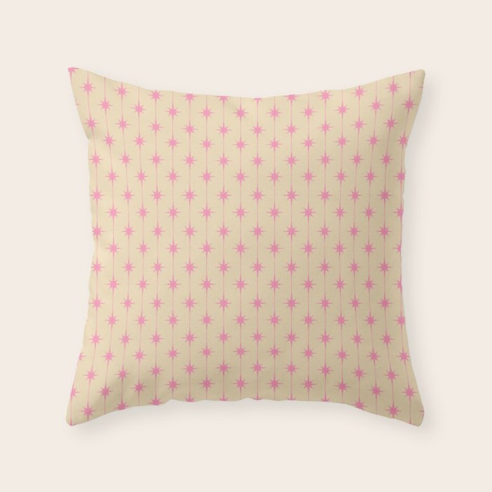 Midcentury Stars and Dots Classic Pink Cream Pattern Throw Pillow Gallery Image 6