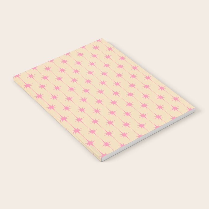Midcentury Stars and Dots Classic Pink Cream Pattern Notebook Gallery Image 2