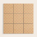 Midcentury Stars and Dots Classic Pink Cream Pattern Wood Wall Art Gallery Image 1