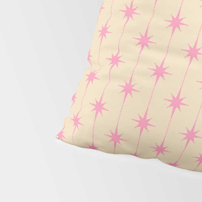 Midcentury Stars and Dots Classic Pink Cream Pattern Pillow Sham Gallery Image 4