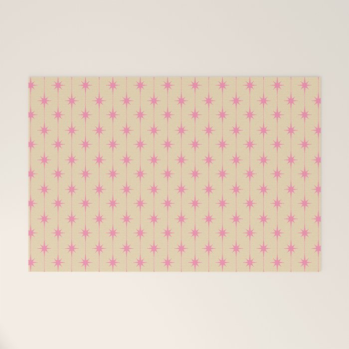 Midcentury Stars and Dots Classic Pink Cream Pattern Welcome Mat Gallery Image 1