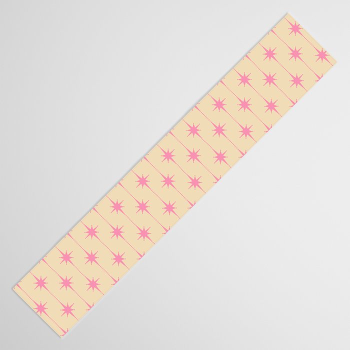 Midcentury Stars and Dots Classic Pink Cream Pattern Table Runner Gallery Image 3