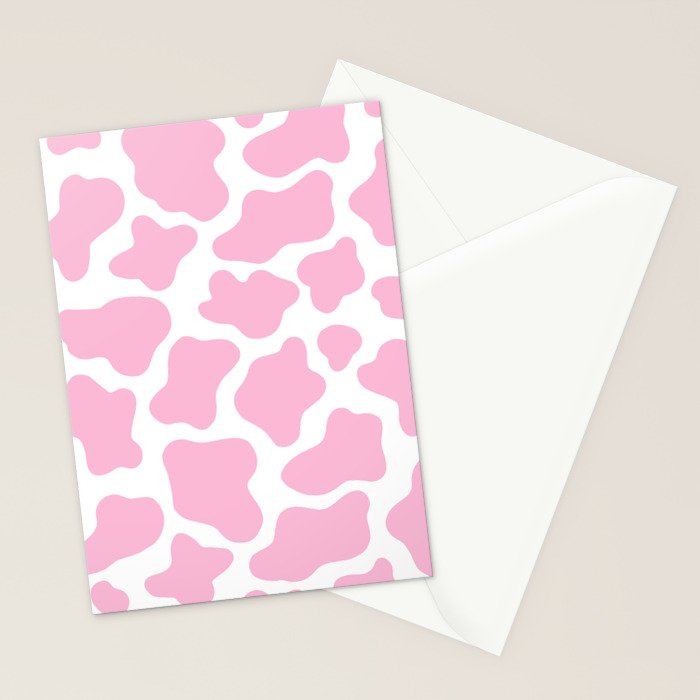 Pink Cow Print Stationery Card Gallery Image 2