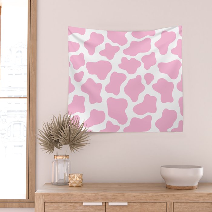 Pink Cow Print Wall Tapestry Gallery Image 2