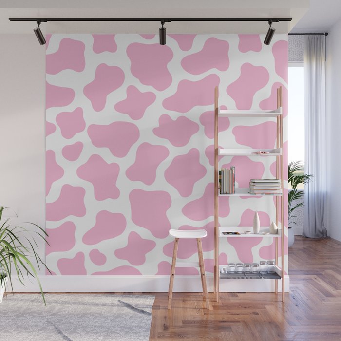 Pink Cow Print Wall Mural Gallery Image 1