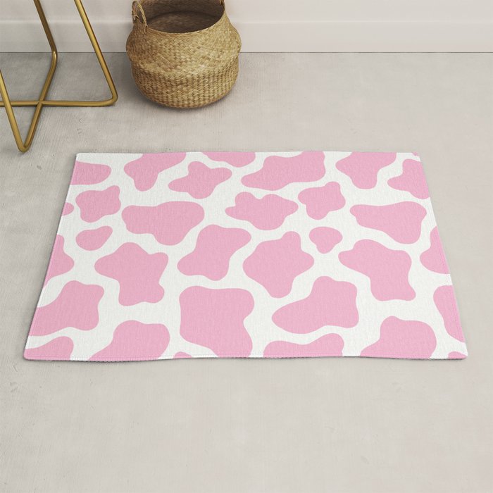 Pink Cow Print Rug Gallery Image 1