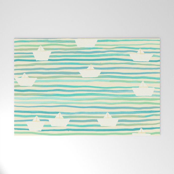Whimsical Paper Boats Welcome Mat Gallery Image 1