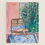 Napping Ginger Cat in Pink Jungle Garden Room Jigsaw Puzzle Gallery Image 1