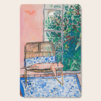 Napping Ginger Cat in Pink Jungle Garden Room Cutting Board Gallery Image 1