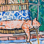 Napping Ginger Cat in Pink Jungle Garden Room Coffee Mug Gallery Image 2