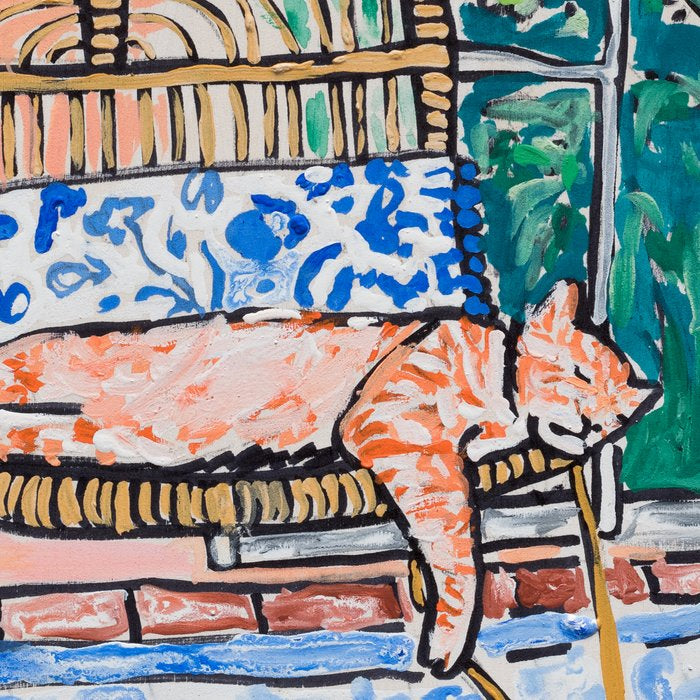 Napping Ginger Cat in Pink Jungle Garden Room Coffee Mug Gallery Image 2