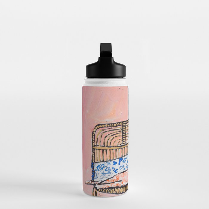 Napping Ginger Cat in Pink Jungle Garden Room Water Bottle Gallery Image 3