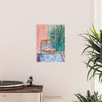 Napping Ginger Cat in Pink Jungle Garden Room Poster Gallery Image 2