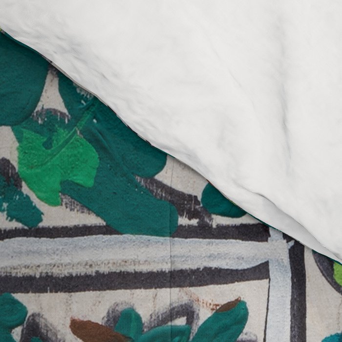 Napping Ginger Cat in Pink Jungle Garden Room Comforter Gallery Image 4