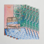 Napping Ginger Cat in Pink Jungle Garden Room Wrapping Paper Gallery Image 3