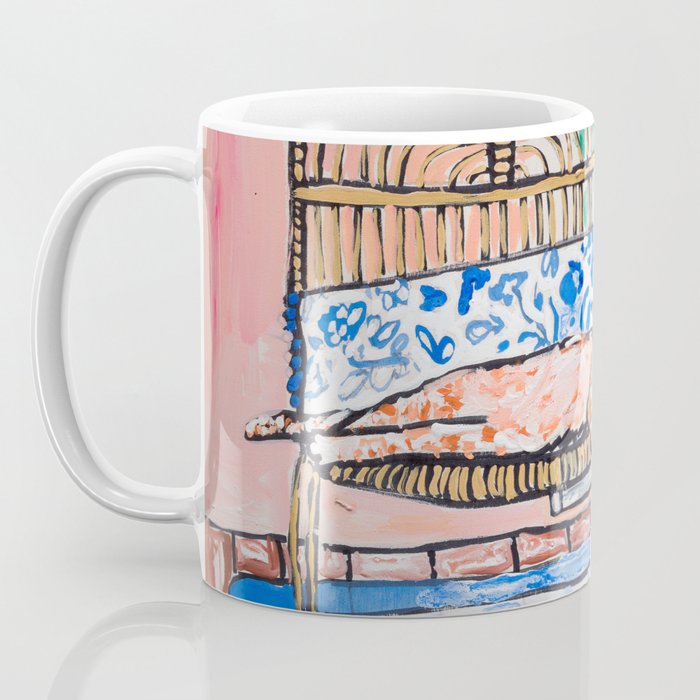 Napping Ginger Cat in Pink Jungle Garden Room Coffee Mug Gallery Image 3