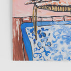 Napping Ginger Cat in Pink Jungle Garden Room Poster Gallery Image 3