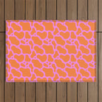 Abstract pink cow print shape pattern Outdoor Rug Gallery Image 1