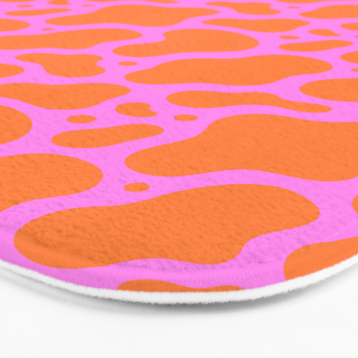 Abstract pink cow print shape pattern Bath Mat Gallery Image 3