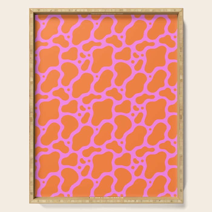 Abstract pink cow print shape pattern Serving Tray Gallery Image 1