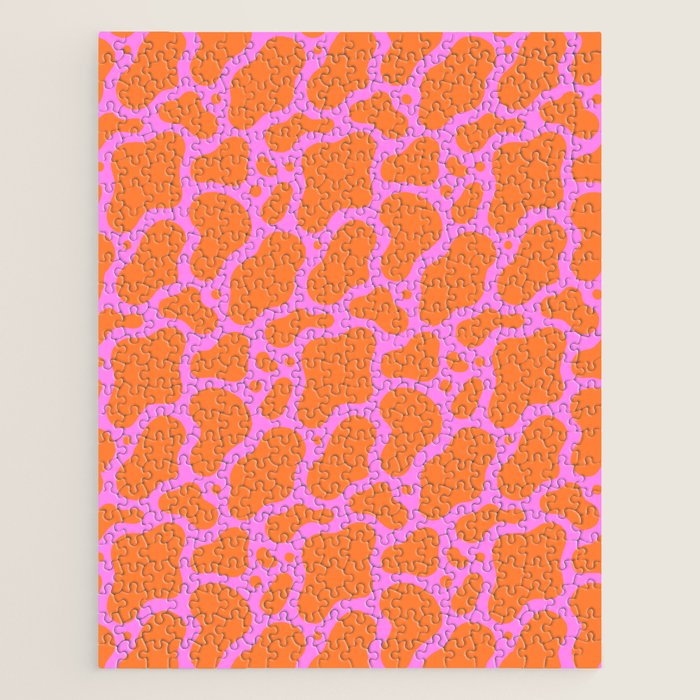 Abstract pink cow print shape pattern Jigsaw Puzzle Gallery Image 1