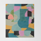 Abstract Collage in Teal Throw Blanket Gallery Image 2