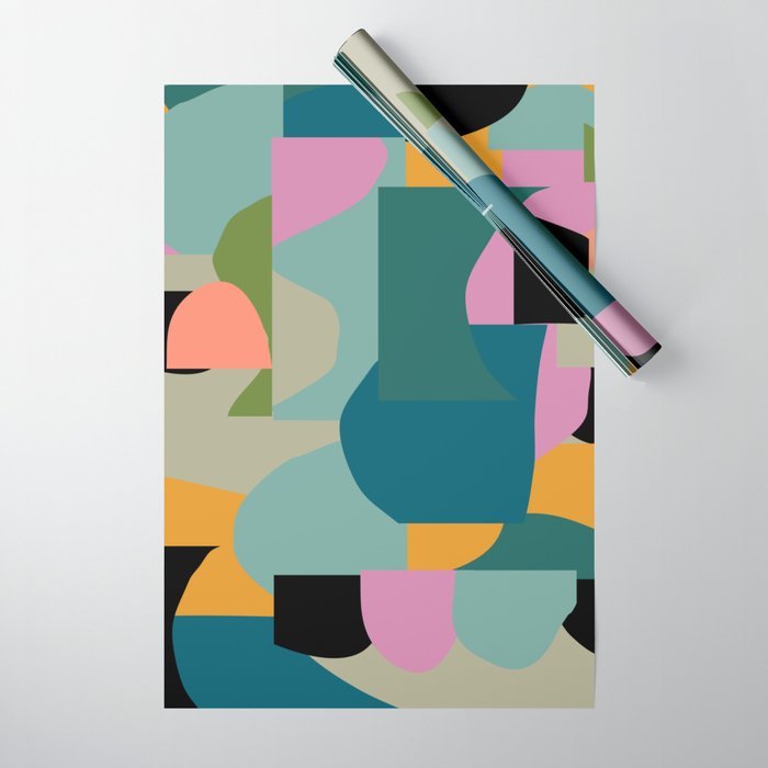 Abstract Collage in Teal Wrapping Paper Gallery Image 1
