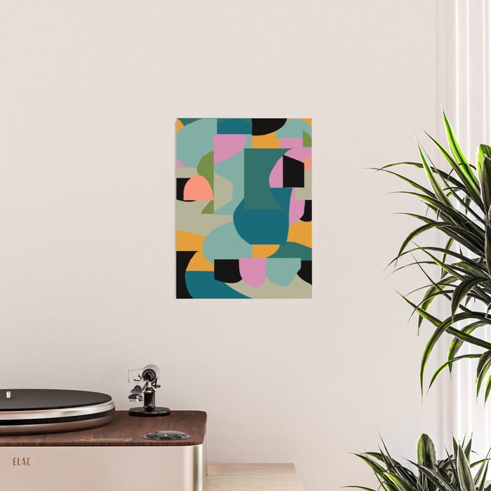 Abstract Collage in Teal Poster Gallery Image 2