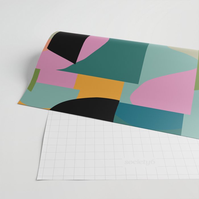 Abstract Collage in Teal Wrapping Paper Gallery Image 2