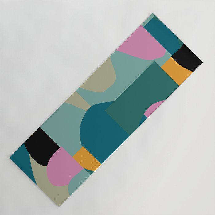 Abstract Collage in Teal Yoga Mat Gallery Image 1