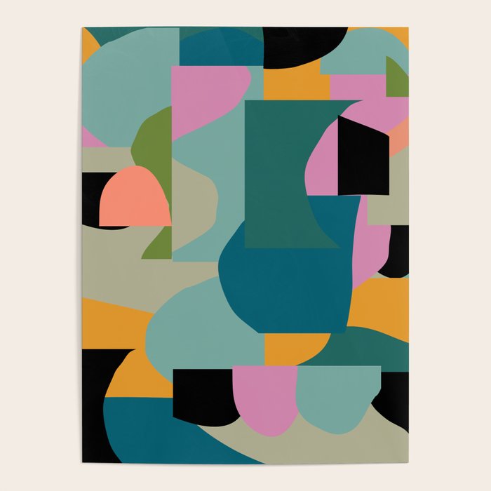Abstract Collage in Teal Poster Gallery Image 4