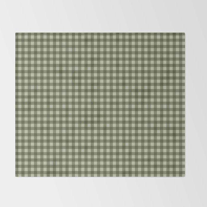 Gingham Plaid Pattern - Natural Green Throw Blanket Gallery Image 2