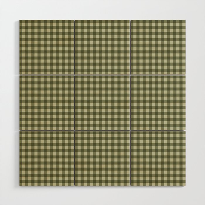 Gingham Plaid Pattern - Natural Green Wood Wall Art Gallery Image 1