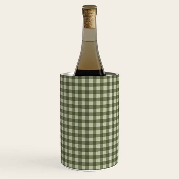 Gingham Plaid Pattern - Natural Green Wine Chiller Gallery Image 1