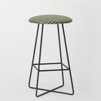 Gingham Plaid Pattern - Natural Green Stool Gallery Image 1