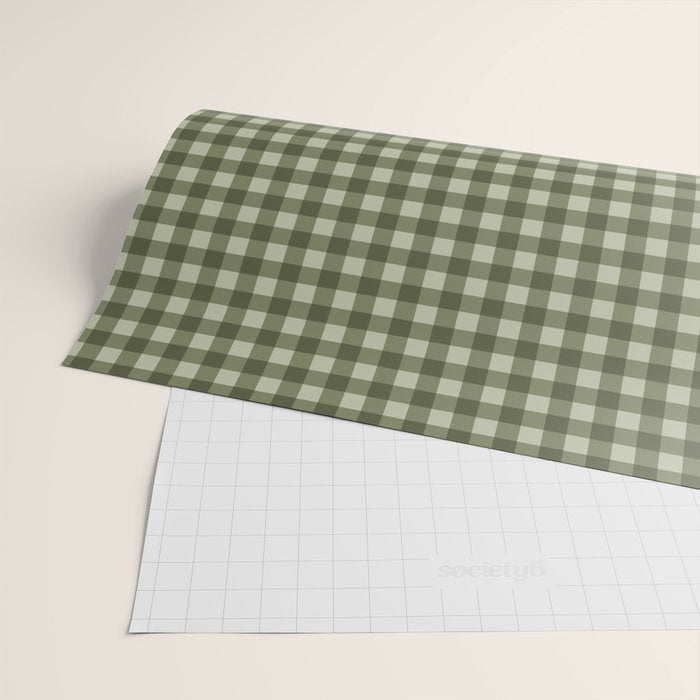 Gingham Plaid Pattern - Natural Green Wrapping Paper Gallery Image 2